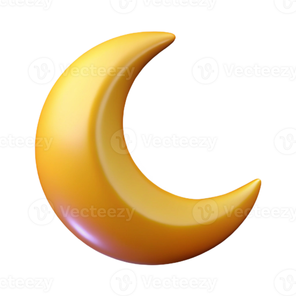 vibrant traditional A single, stylized crescent moon with a curved shape professional png