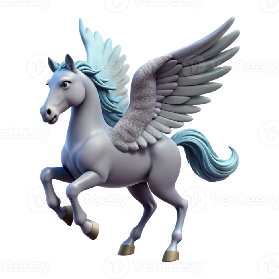 magnificent artistic Pegasus, winged horse, soaring pose, 4K png