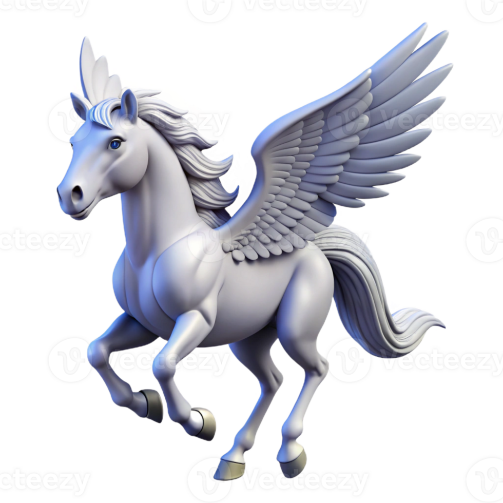 vibrant contemporary Pegasus, winged horse, soaring pose, 4K png