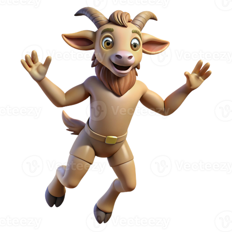 extraordinary traditional Satyr, goat-man hybrid, playful pose, authentic png