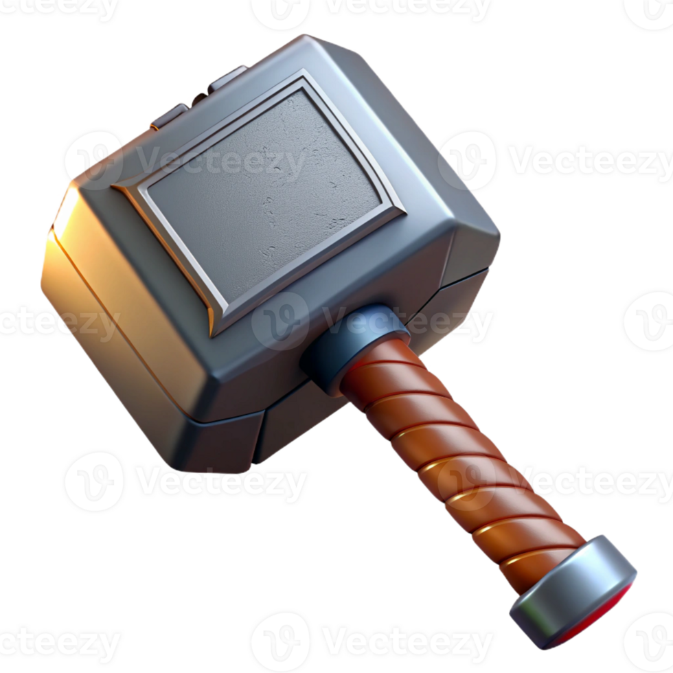 wonderful rustic Mjolnir, Thor's hammer, powerful weapon, 4K png