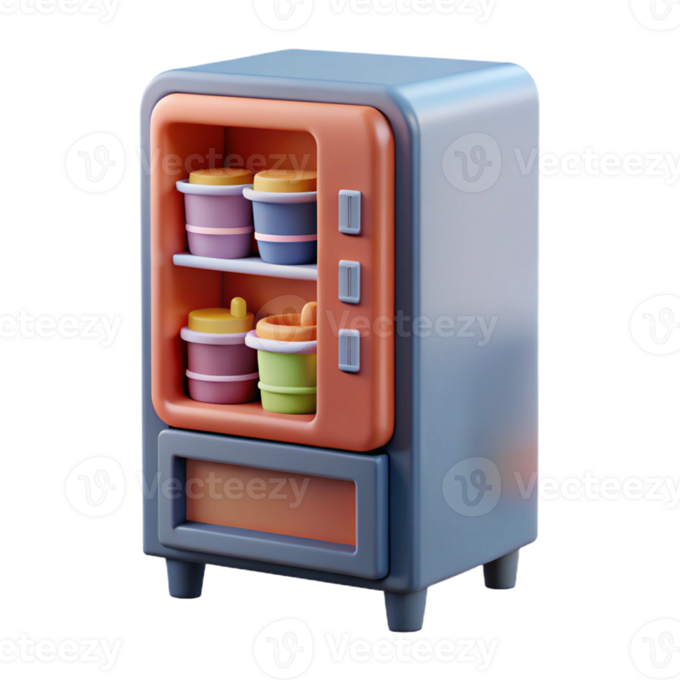 vibrant modern A vending machine dispensing snacks and drinks high resolution png