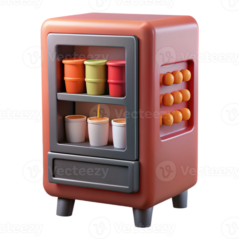 vibrant creative A vending machine dispensing snacks and drinks original png