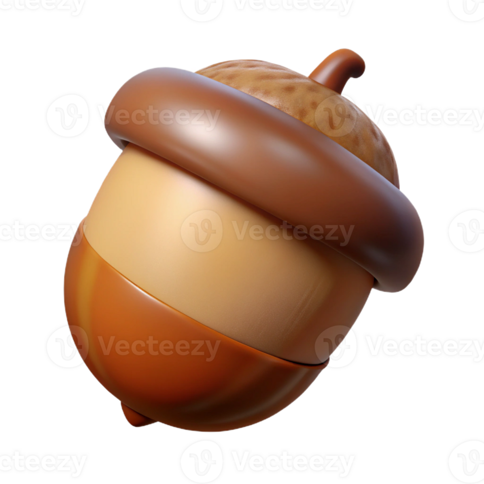 vibrant classic Brown acorn with cap genuine png