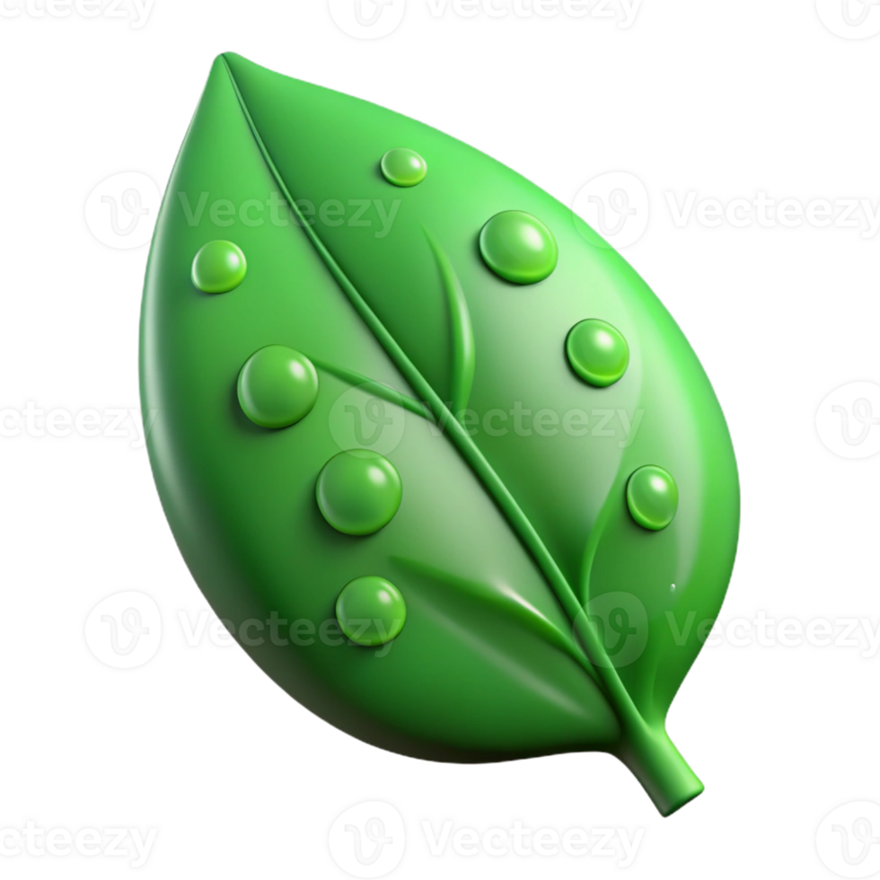 extraordinary rustic Green leaf with water droplets high quality png
