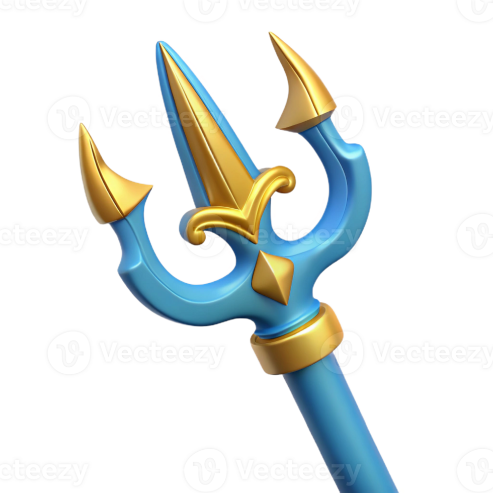 vibrant abstract Poseidon's trident, ornate and powerful, genuine png