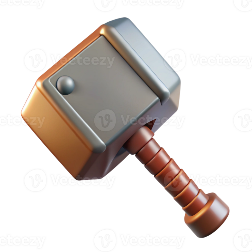 extraordinary contemporary Thor's hammer, Mjolnir, detailed png