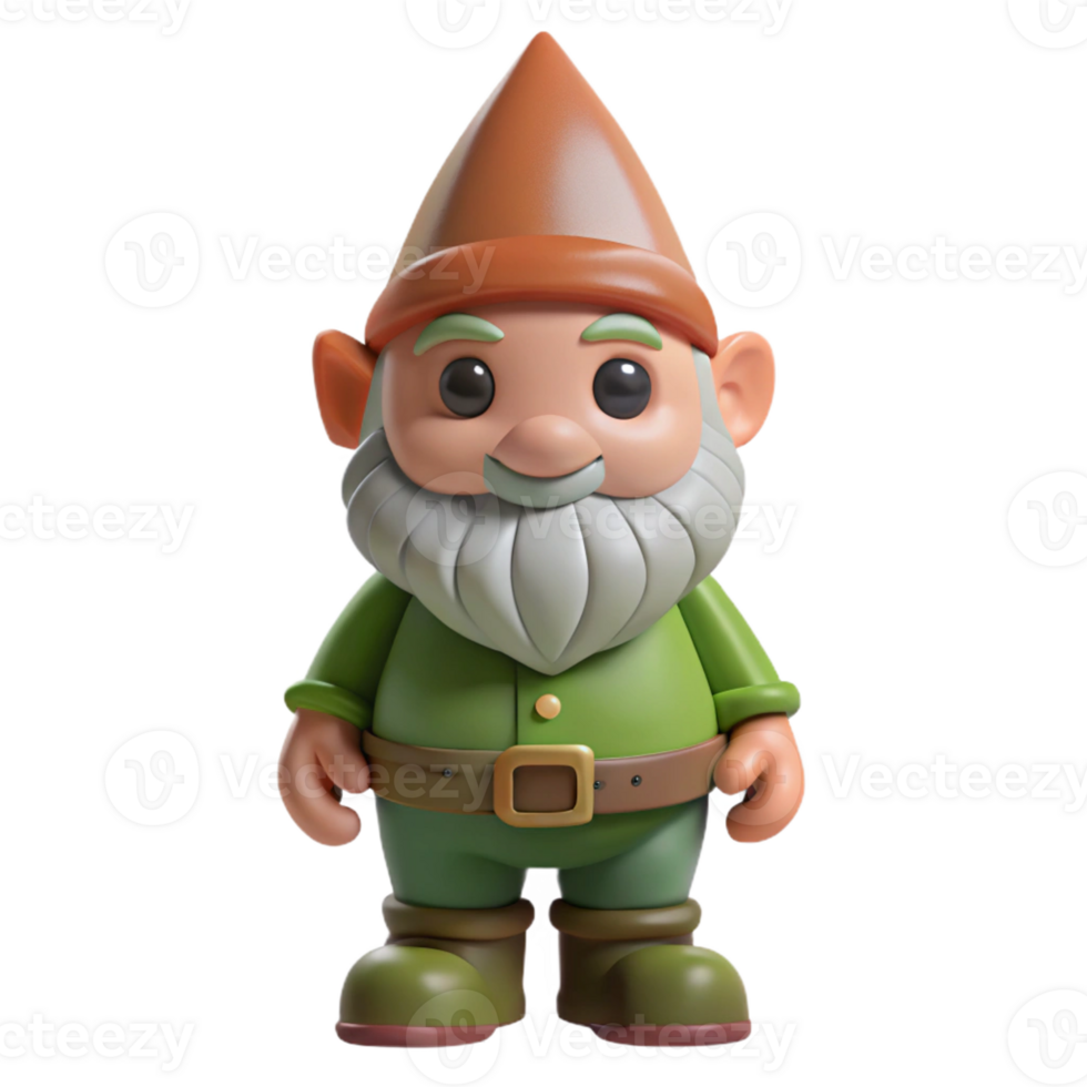beautiful artistic Gnome, small, bearded garden creature, 4K png