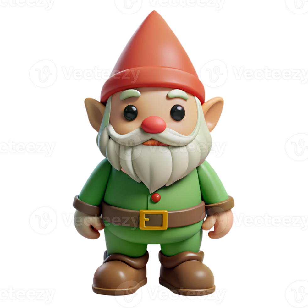 impressive minimalist Gnome, small, bearded garden creature, authentic png