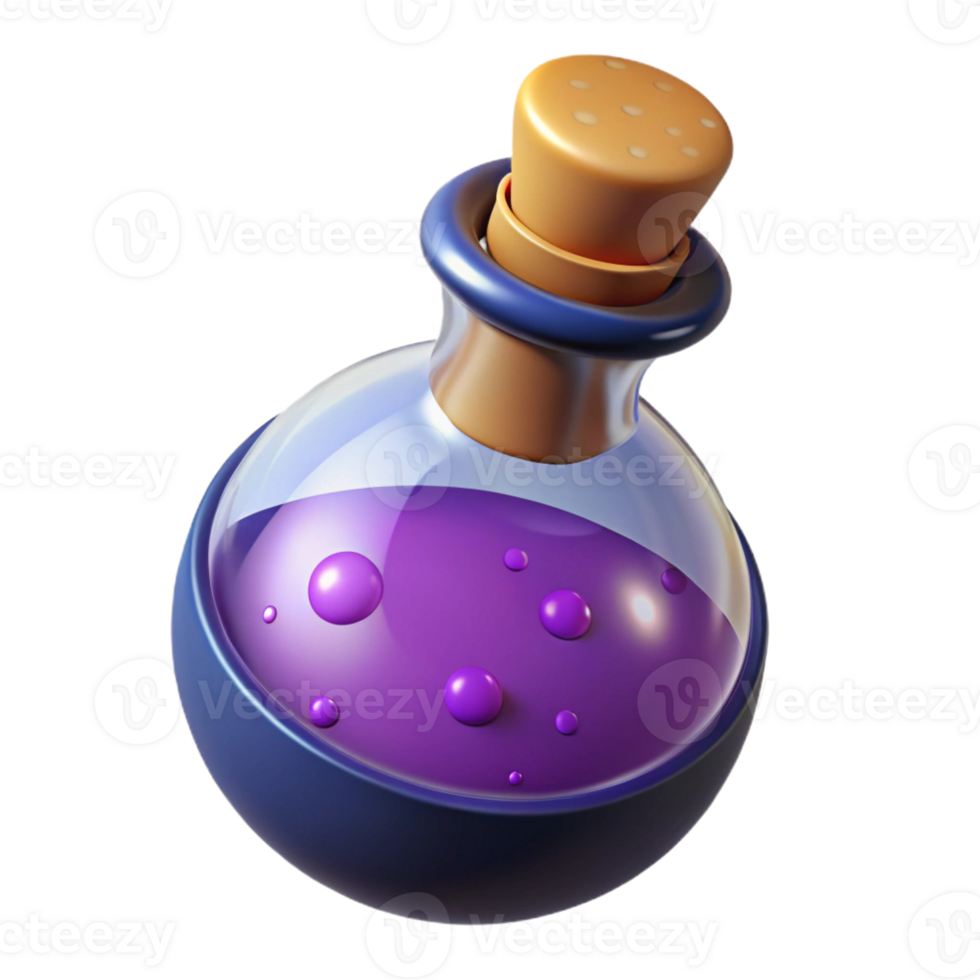 elegant contemporary Magic potion bottle, bubbling liquid, authentic png