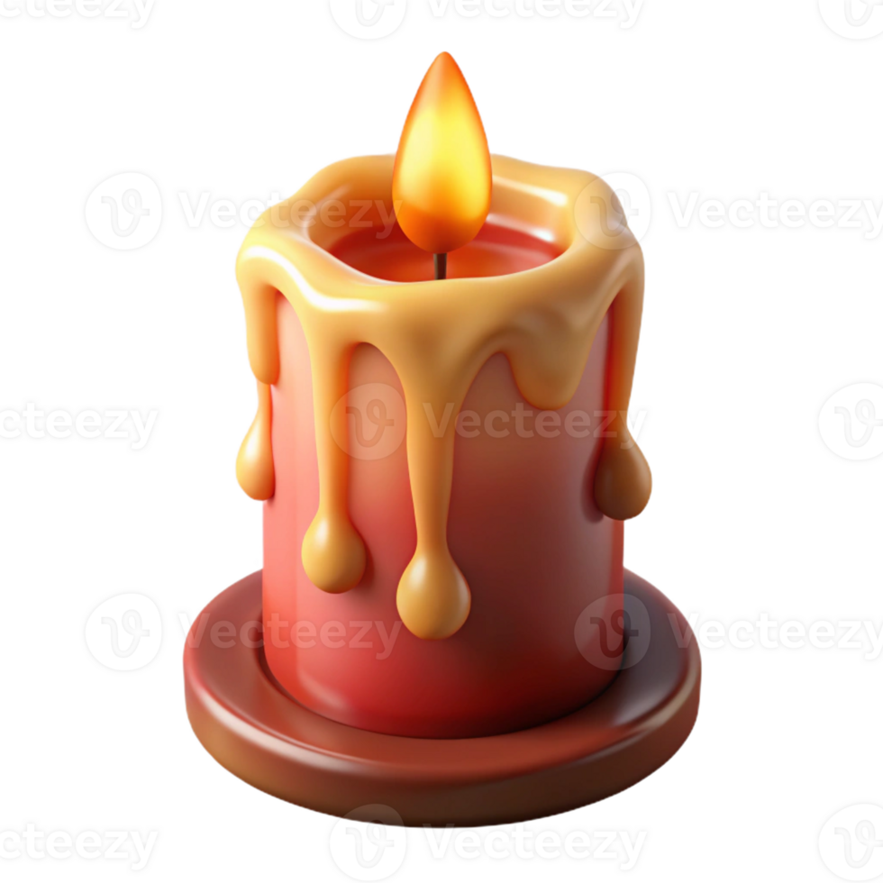 serene vintage A burning candle with dripping wax, exclusive png