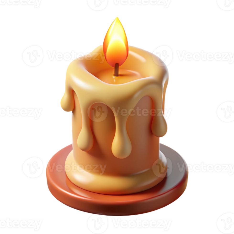 extraordinary vintage A burning candle with dripping wax, original png