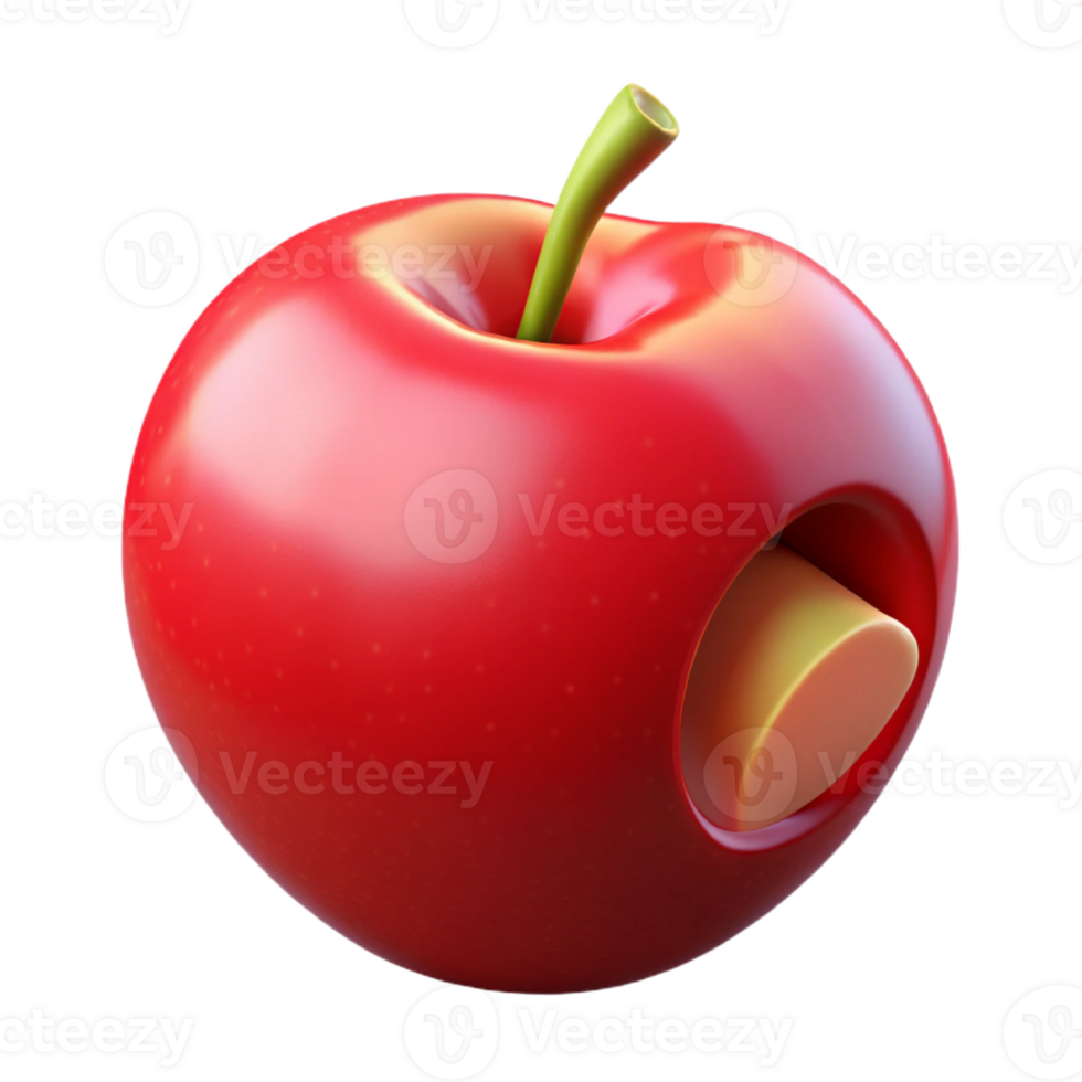 beautiful contemporary A ripe red apple with a single bite taken out, premium png
