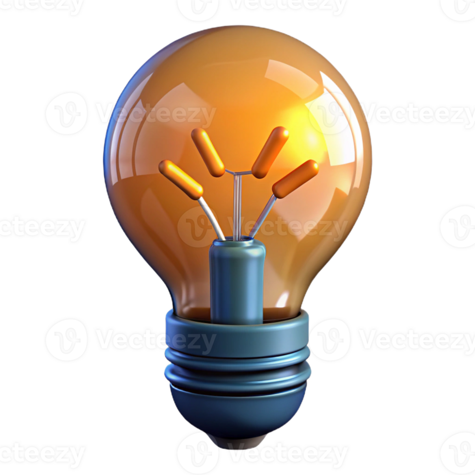 extraordinary creative A lightbulb with a glowing filament, high resolution png