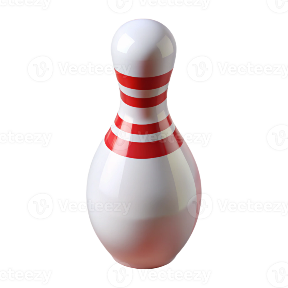 serene rustic A bowling pin, white with red stripes, 4K png