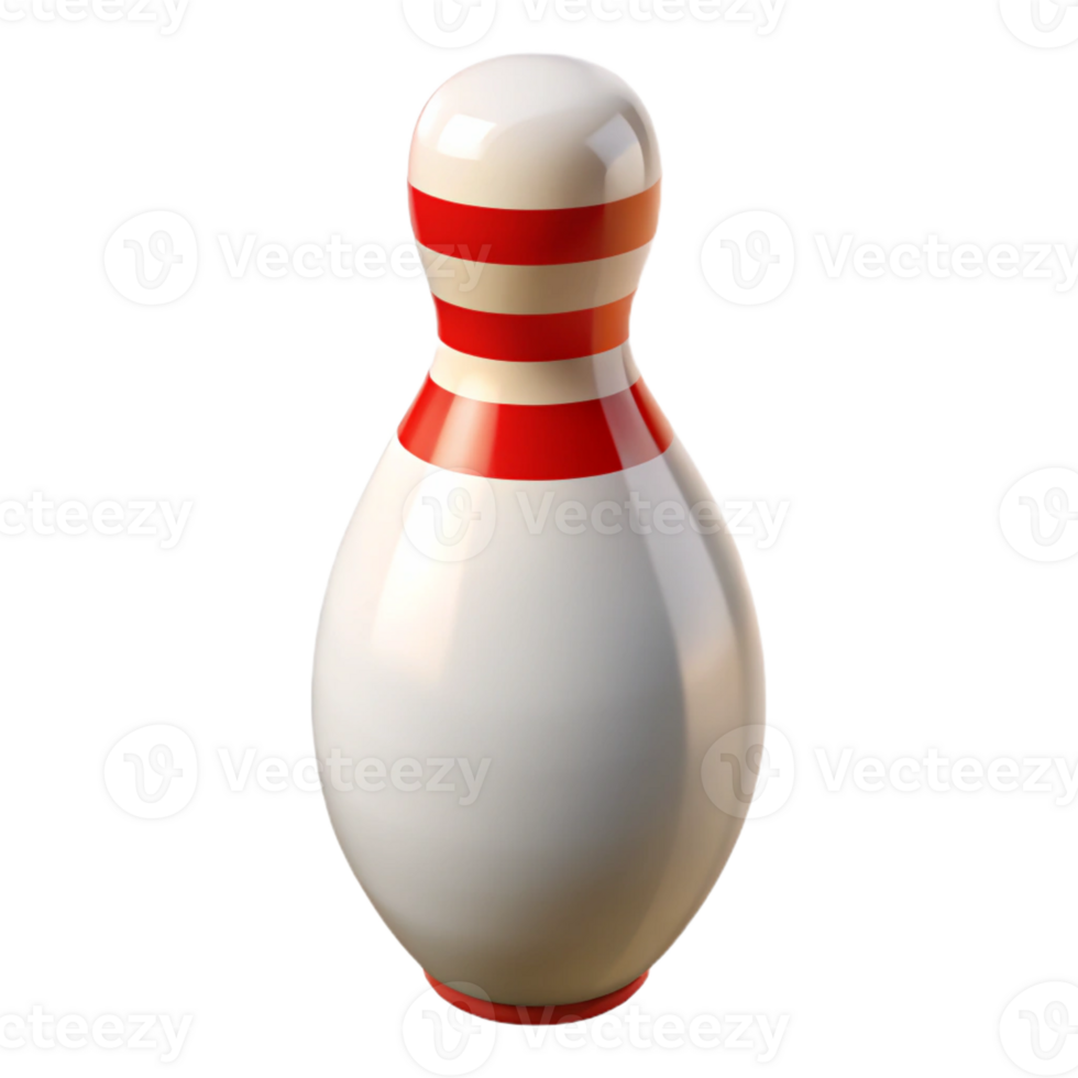 magnificent classic A bowling pin, white with red stripes, detailed png