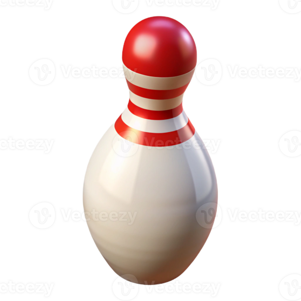 wonderful artistic A bowling pin, white with red stripes, genuine png