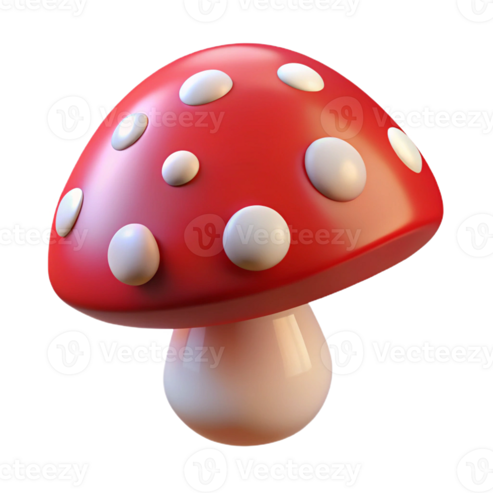 vibrant traditional A mushroom, red with white spots, original png