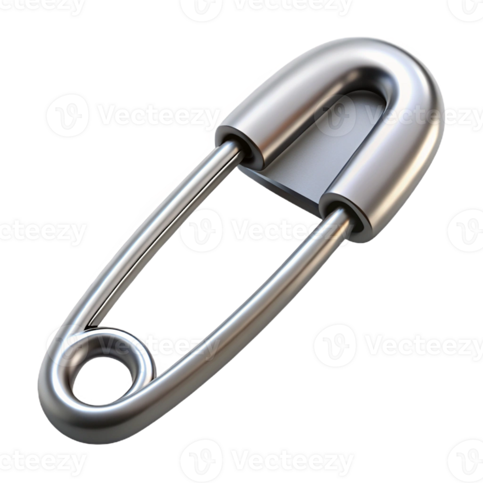 wonderful abstract A safety pin, closed and silver, premium png