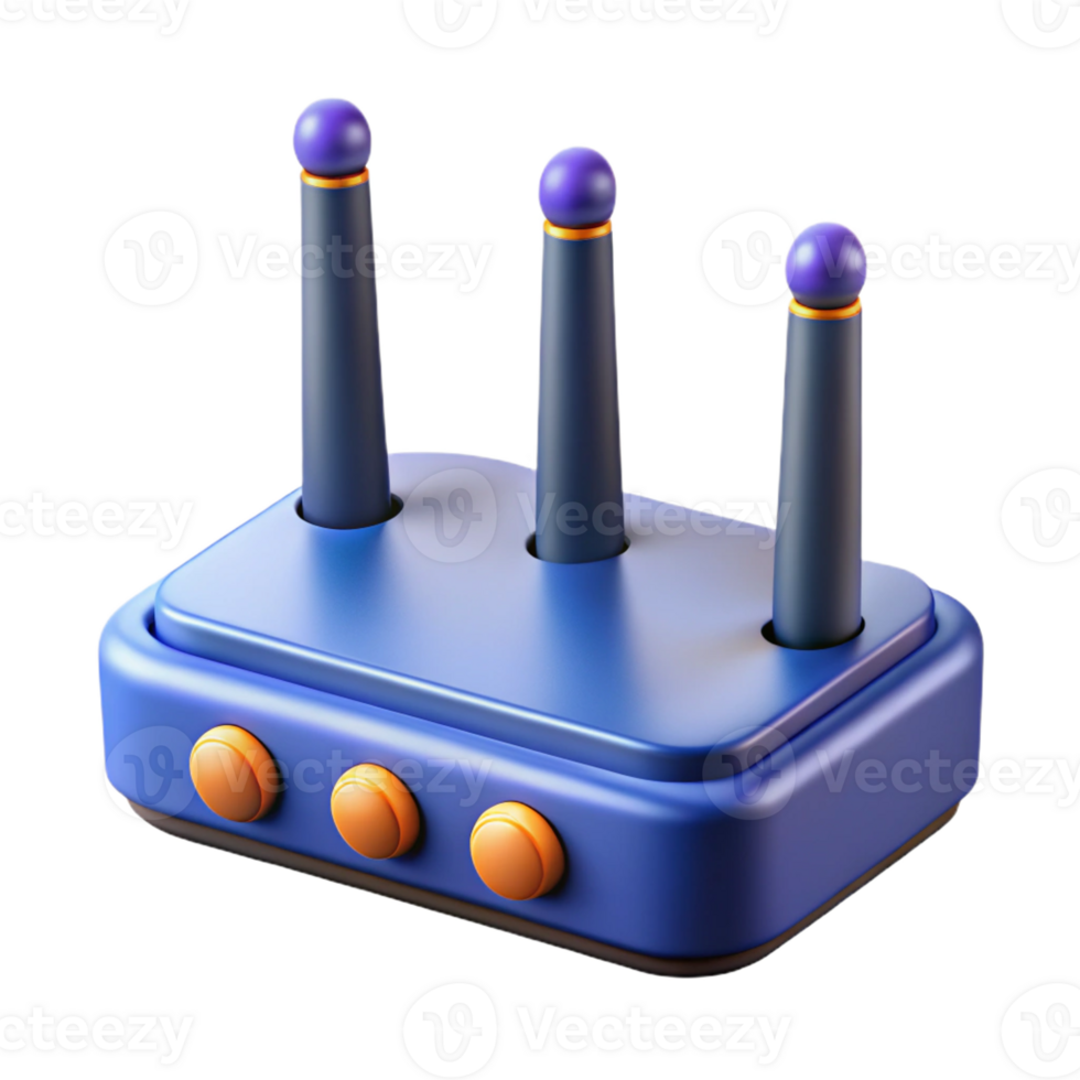 serene traditional A router with multiple antennas, authentic png