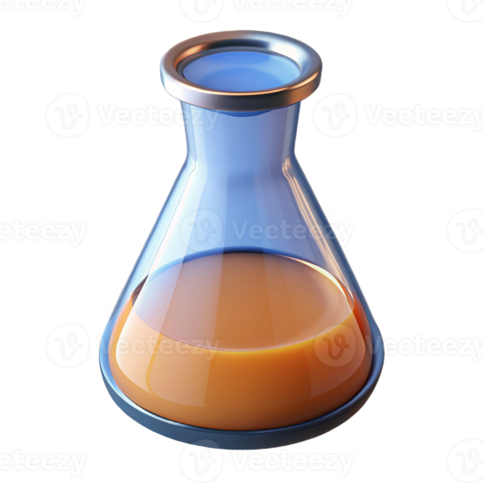 beautiful classic A laboratory beaker filled with a liquid, high quality png