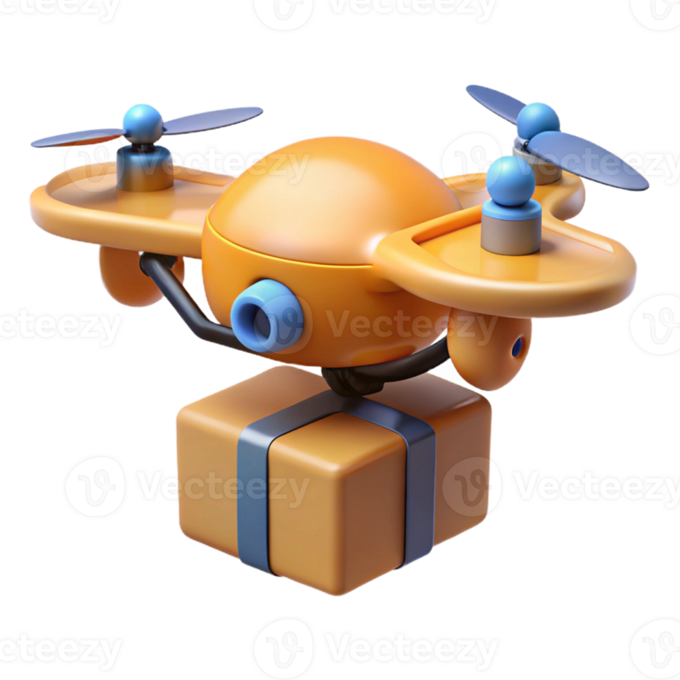 impressive contemporary A delivery drone carrying a package, high quality png