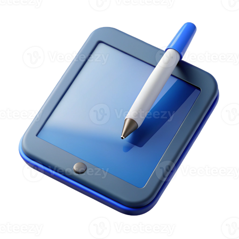 serene modern Tablet computer with stylus pen high resolution png