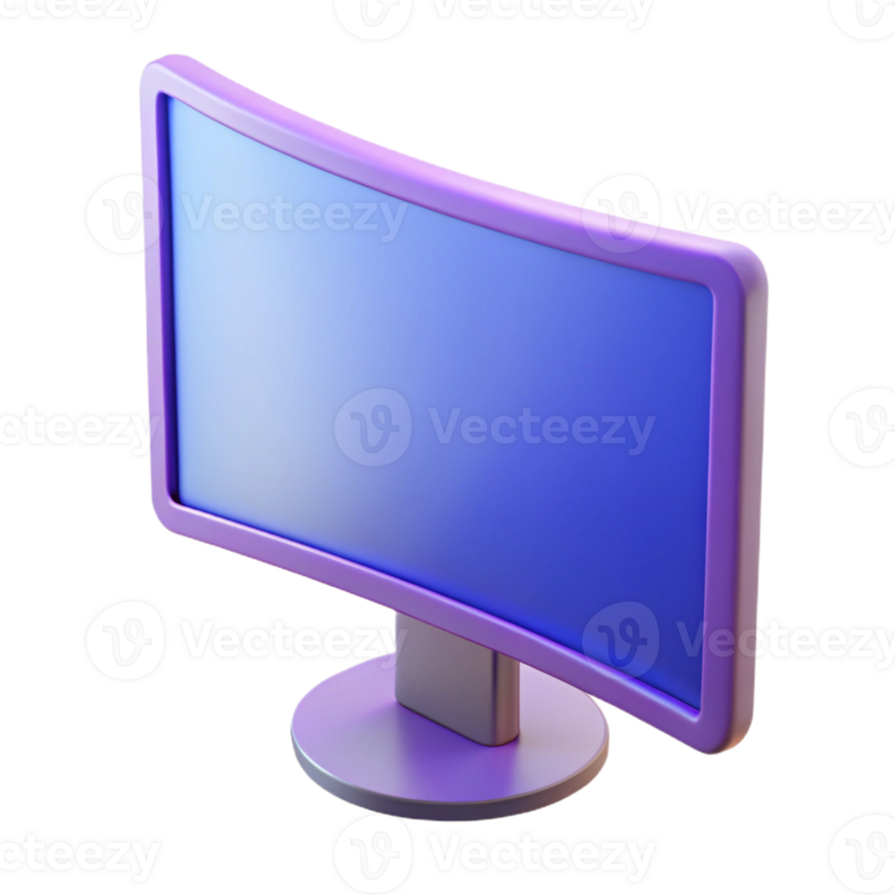 dramatic contemporary Computer monitor with curved screen high quality png