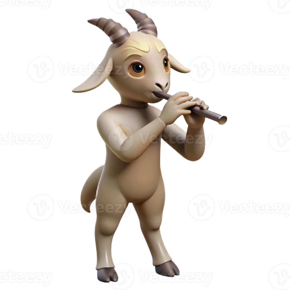 magnificent artistic Satyr, goat-legged creature, playing flute, original png