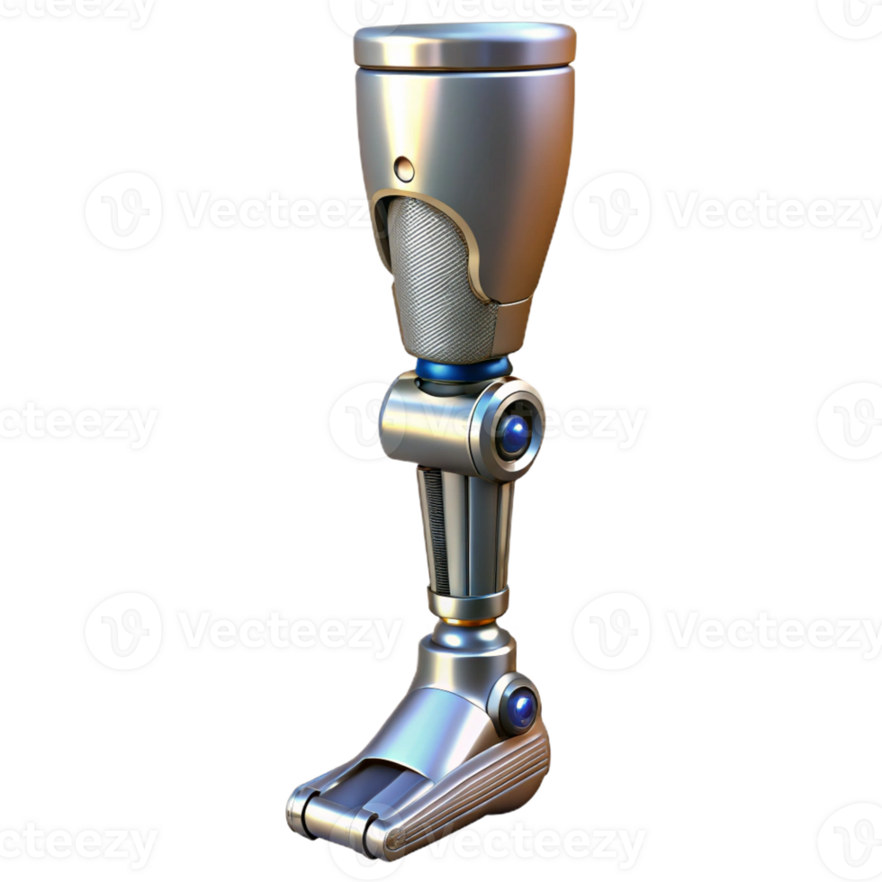 dramatic vintage Cybernetic leg, metallic plating, hydraulics 4K png