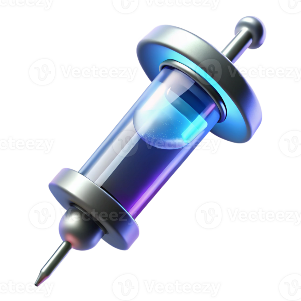 elegant abstract Medical syringe, futuristic design, glowing liquid original png