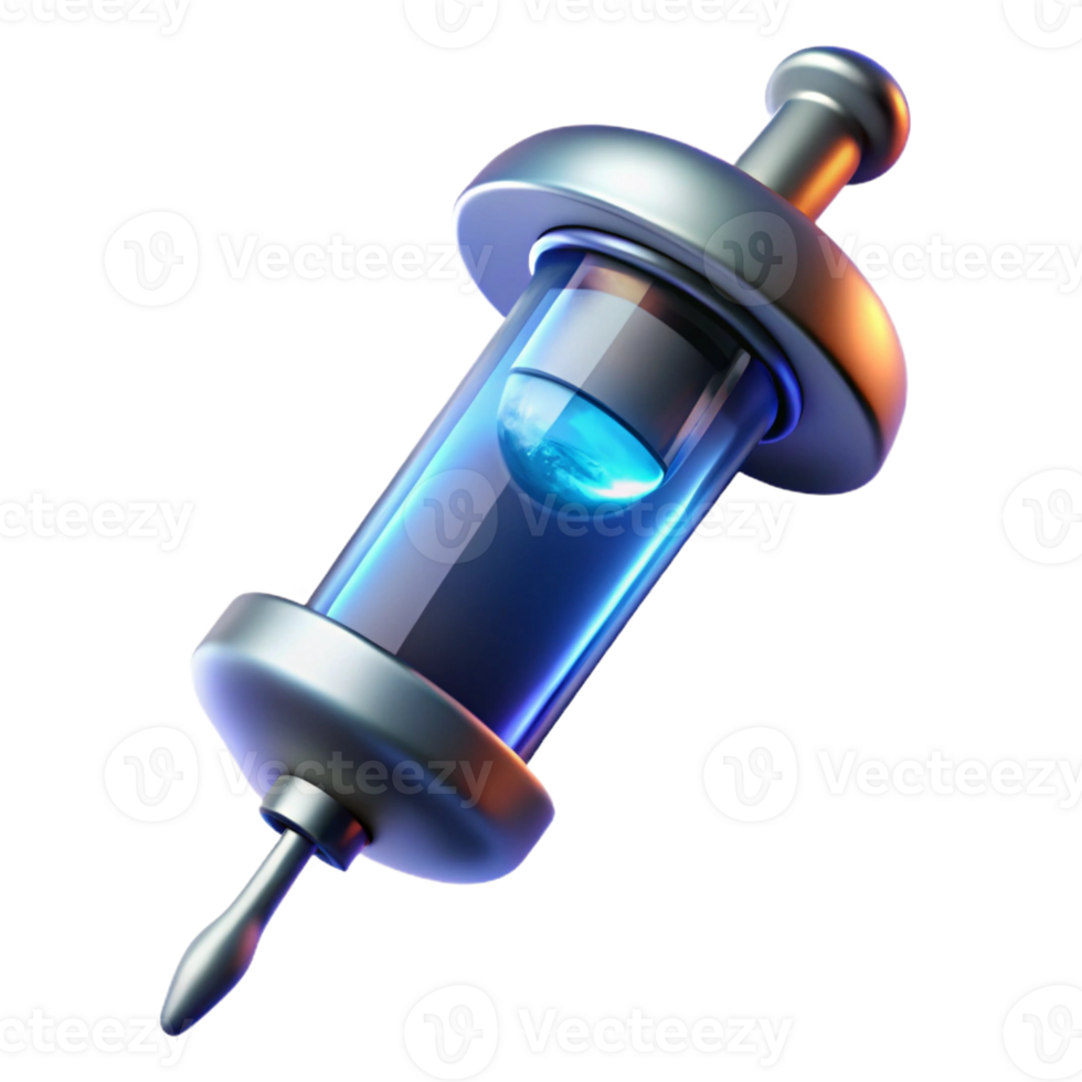 dramatic classic Medical syringe, futuristic design, glowing liquid professional png