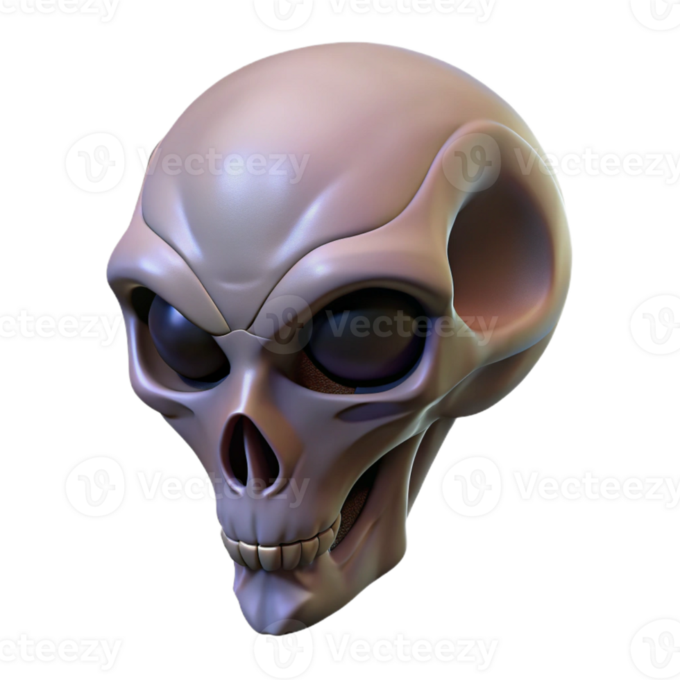 wonderful rustic Alien skull, elongated shape, bony protrusions detailed png
