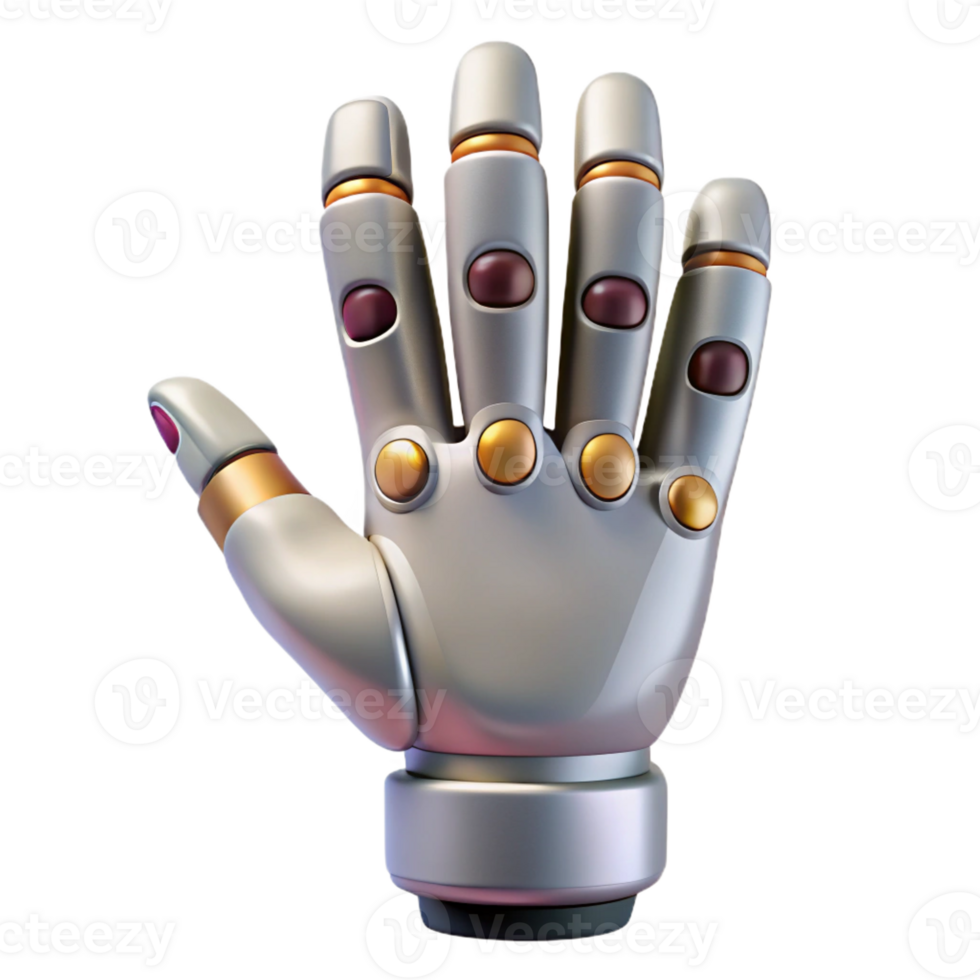 serene vintage Bionic hand, realistic skin, articulated fingers detailed png