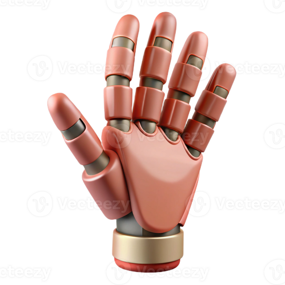 extraordinary traditional Bionic hand, realistic skin, articulated fingers professional png