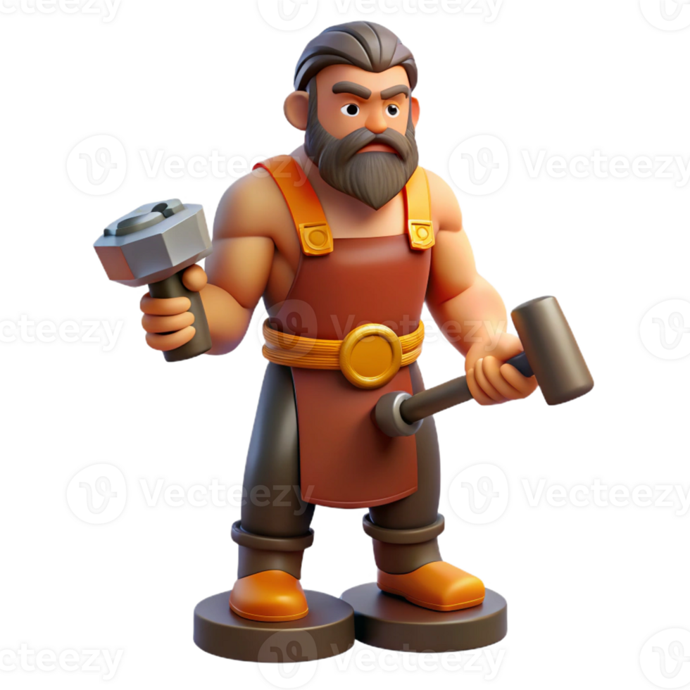 impressive abstract Hephaestus, god of the forge, holding a hammer original png