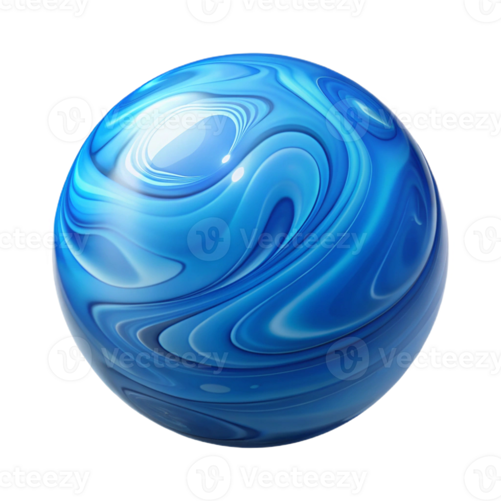 extraordinary abstract A single, translucent blue glass marble with intricate swirls premium png