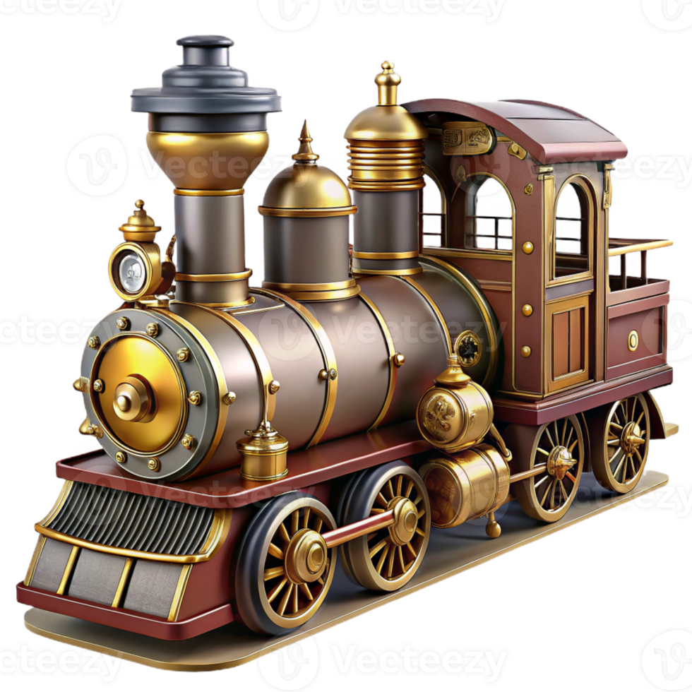 elegant abstract Steampunk train in miniature, highly detailed exclusive png