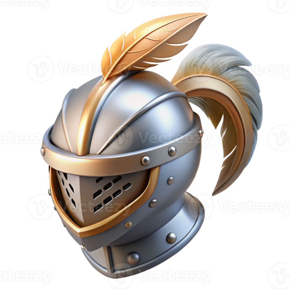 beautiful classic A shining knight's helmet, adorned with feathers exclusive png
