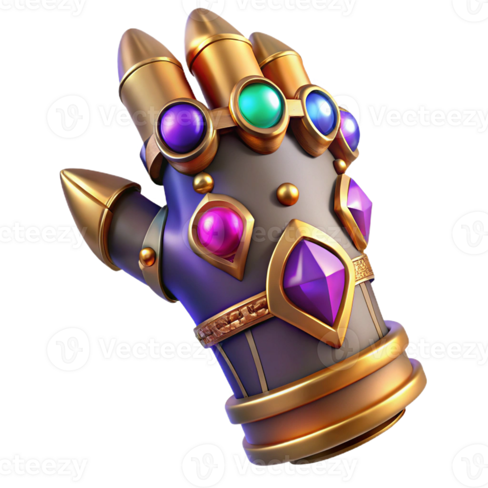 impressive minimalist A detailed, ornate gauntlet with glowing magical gems premium png
