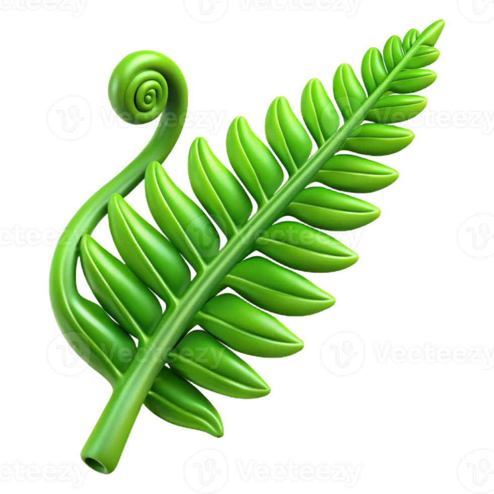 impressive artistic Green fern leaf, unfurling high quality png
