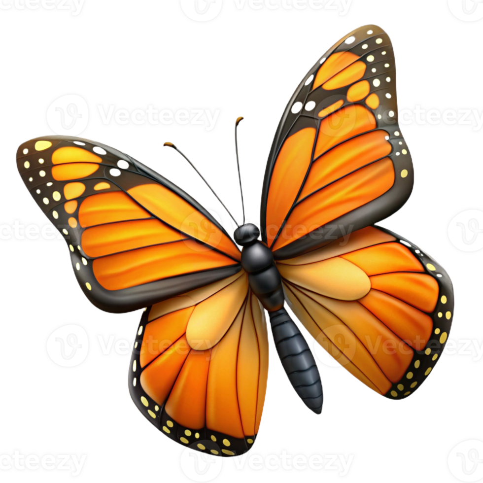 wonderful artistic Monarch butterfly with wings open original png
