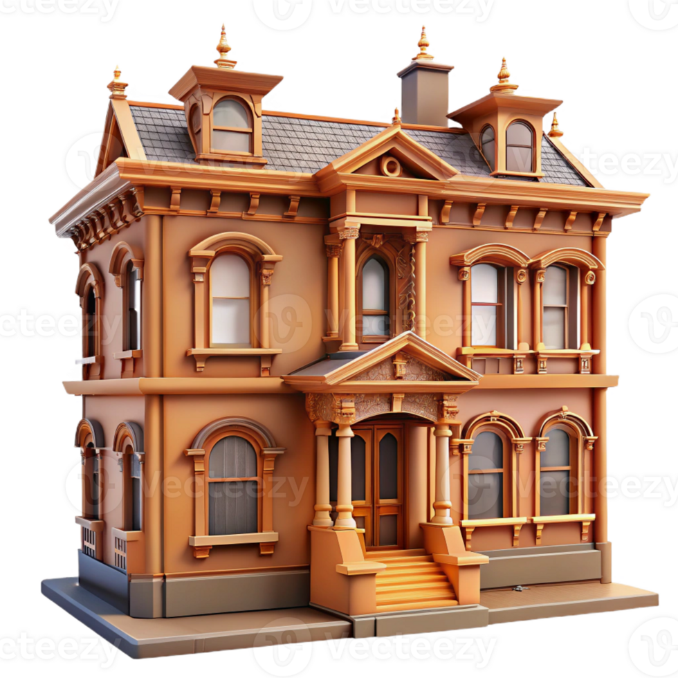 serene artistic Victorian townhouse facade detail detailed png