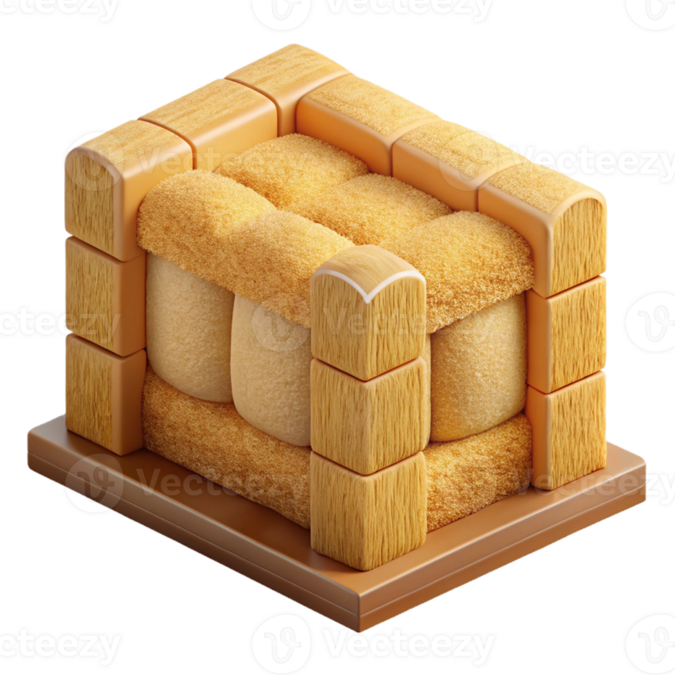 vibrant rustic Straw bale wall section professional png