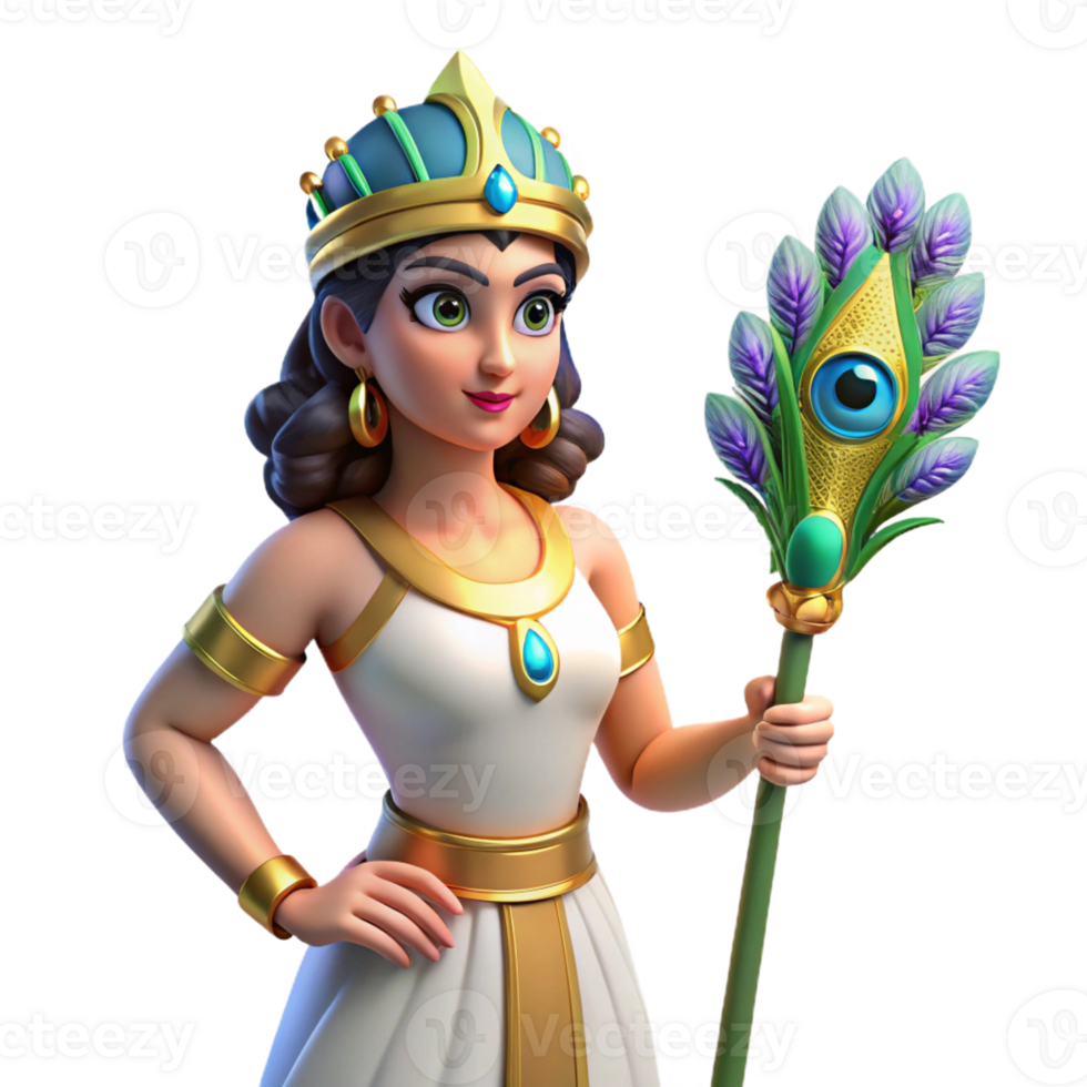 elegant creative Hera, queen of the gods, with a peacock feather premium png