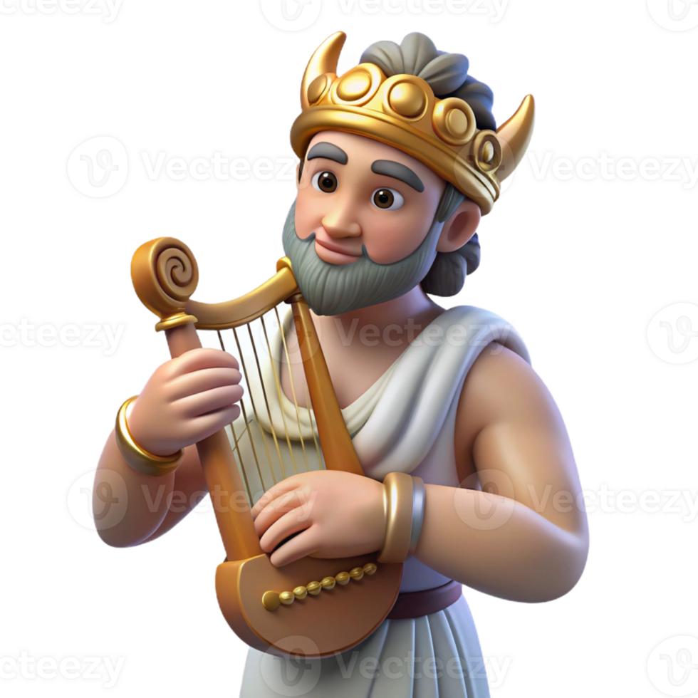impressive rustic Apollo, god of music and poetry, playing a lyre premium png
