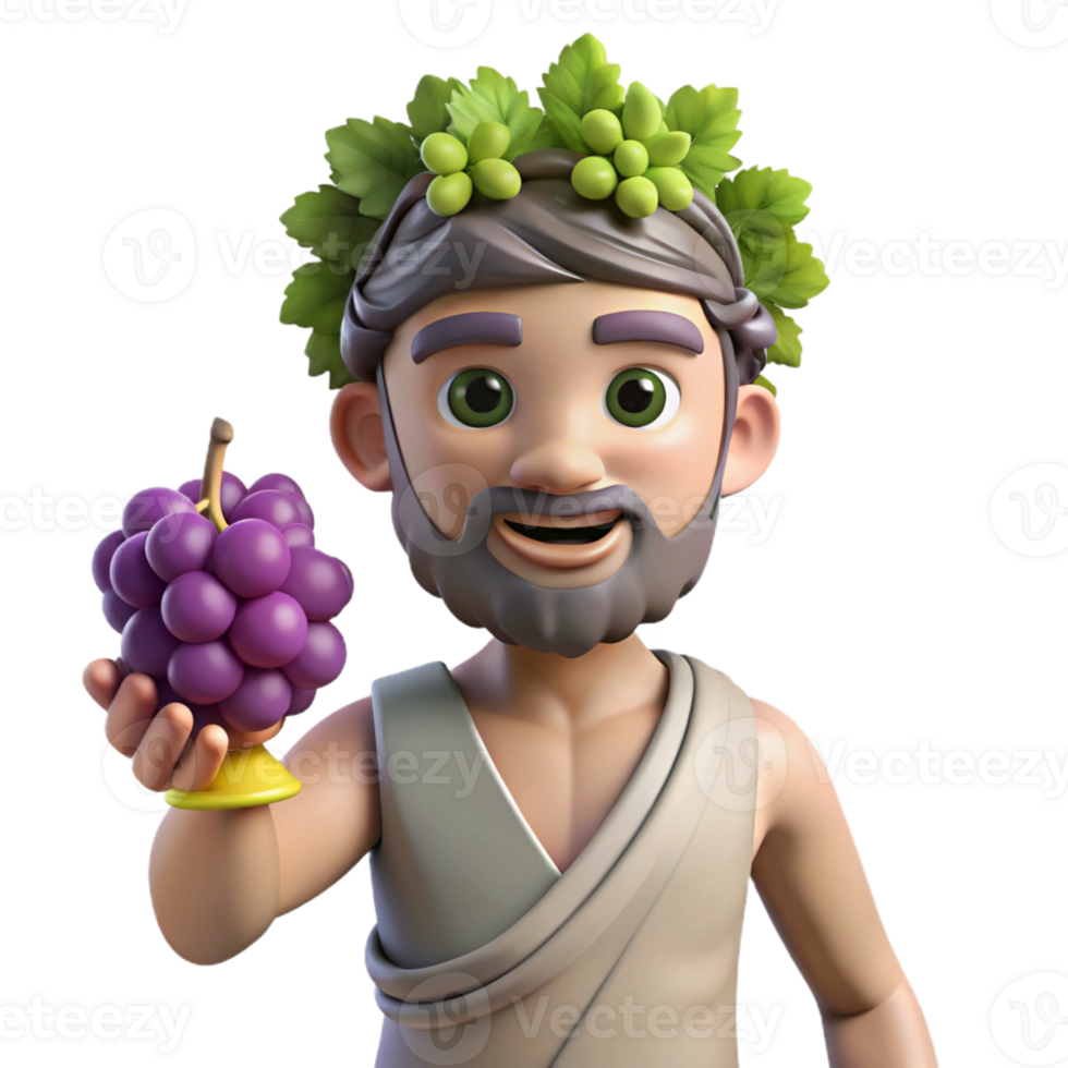 wonderful classic Dionysus, god of wine, holding a grapevine high quality png
