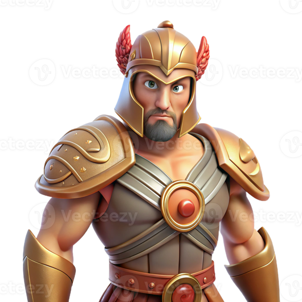 serene abstract Ares, god of war, in battle armor professional png