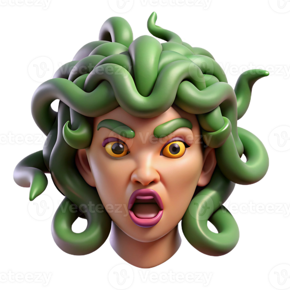 wonderful classic Medusa head with snakes genuine png