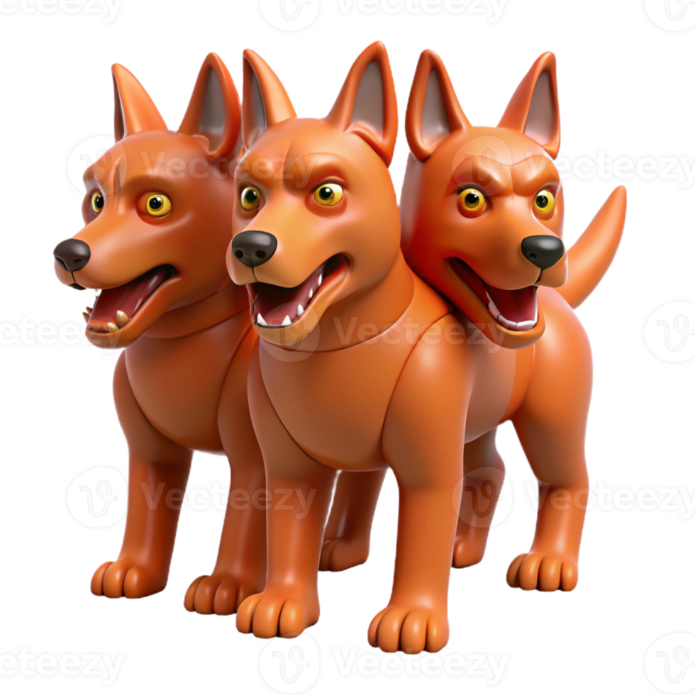 impressive vintage Cerberus, three-headed dog professional png